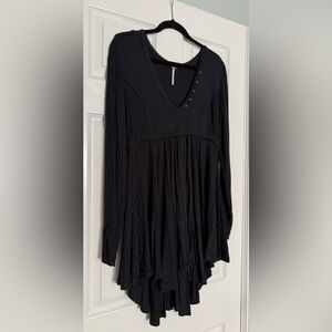 Free People Henley Long Sleeve Black Dress